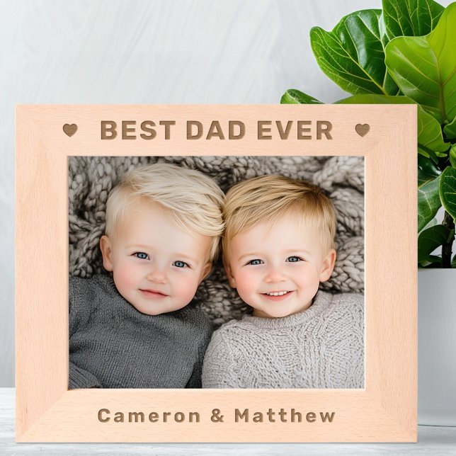 Best dad ever hearts kids names Father's Day Engraved Frames (Best dad ever hearts kids names Father's Day Etched Frames)