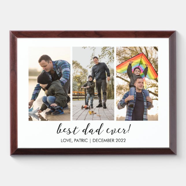 Best Dad Ever Keepsake Multi Photo Award Plaque (Horizontal)