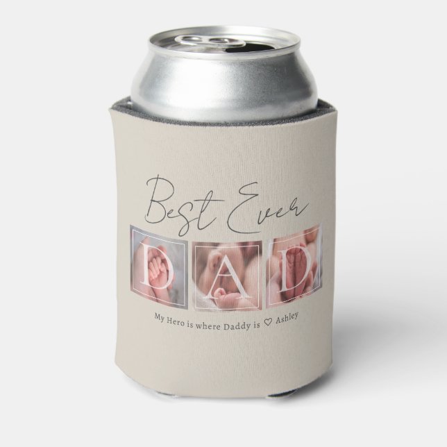 Best Dad Ever Keepsake Multi Photo Can Cooler (Can Back)