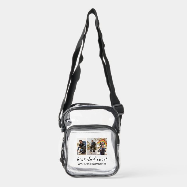 Best Dad Ever Keepsake Multi Photo Clear Crossbody Bag (Front)