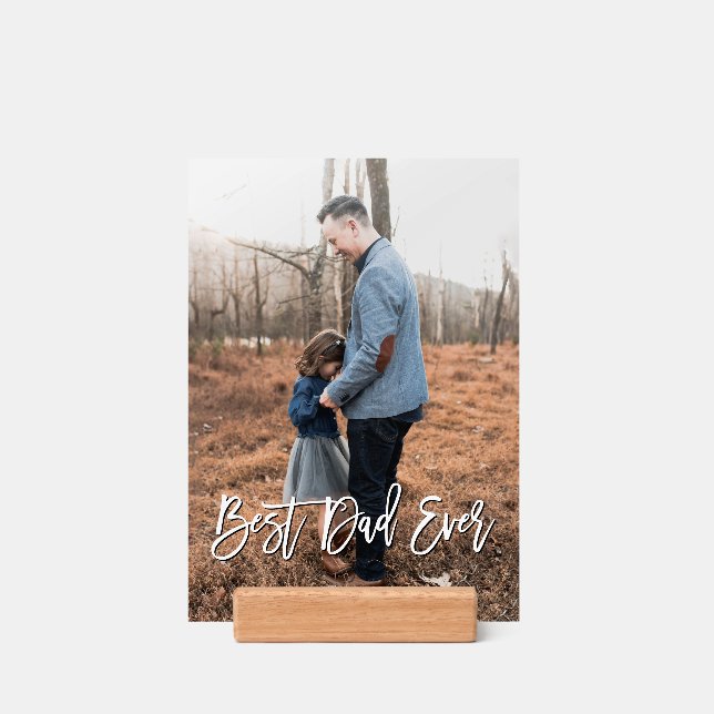 Best Dad Ever Keepsake Print Personalized on Stand (Woodblock)