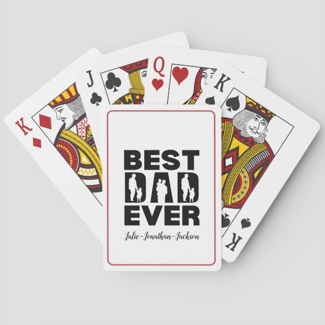  Best Dad Ever Kid Silhouette Personalized Poker Cards (Back)