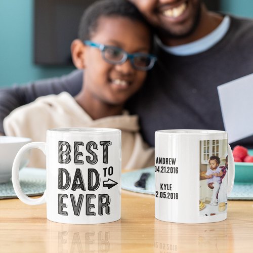 Best Dad Ever Kids Name Custom Photo Gift for Dad Coffee Mug