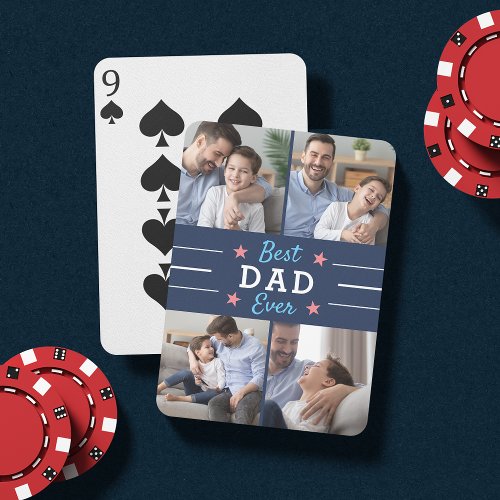 Best Dad Ever  Kids Photo Collage Poker Cards