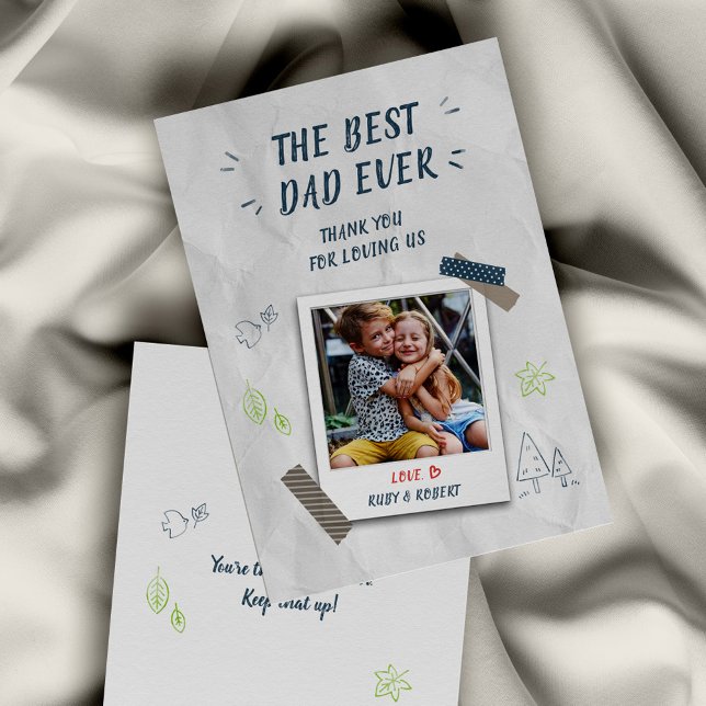 Best Dad Ever Kids Photo Custom Note Card (Fathers Day Best Dad Ever with Kids Photo Greetings Card)