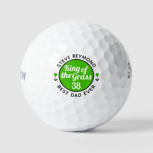 'best dad ever' 'King of Grass' green Golf Balls (Front)