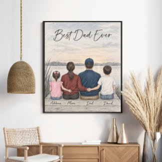 Best Dad Ever Lakeside Family Portrait Poster