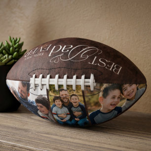 Best Dad Ever Leather Fathers Day Photo Collage Football