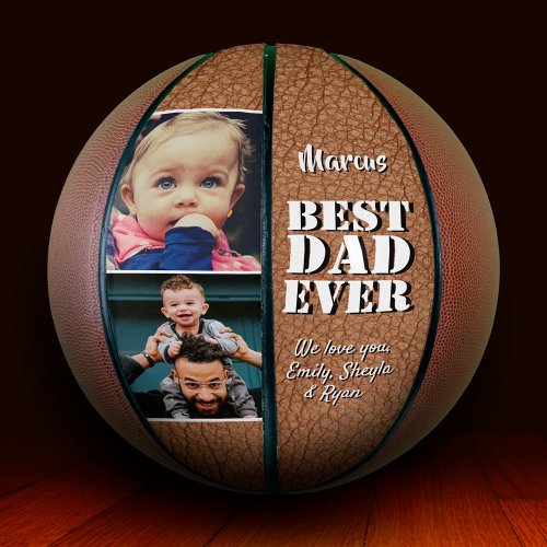  Best Dad Ever Leather Print 2 Photo Fathers Day Basketball