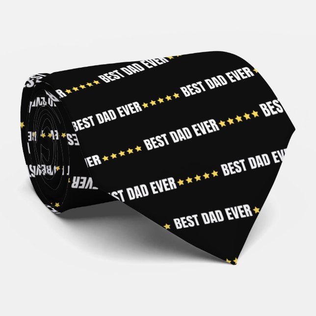 Best Dad Ever Light Black Neck Tie (Rolled)