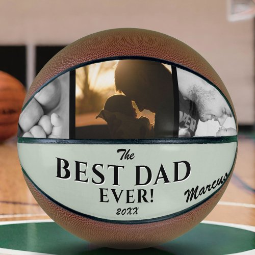 Best Dad Ever Light Green Fathers Day 3 Photo Basketball