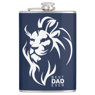Best Dad Ever, Lion, Father's Day Navy Blue Flask