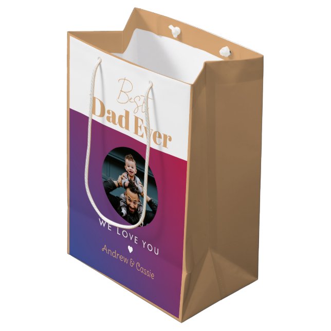 Best dad ever medium gift bag (Front Angled)