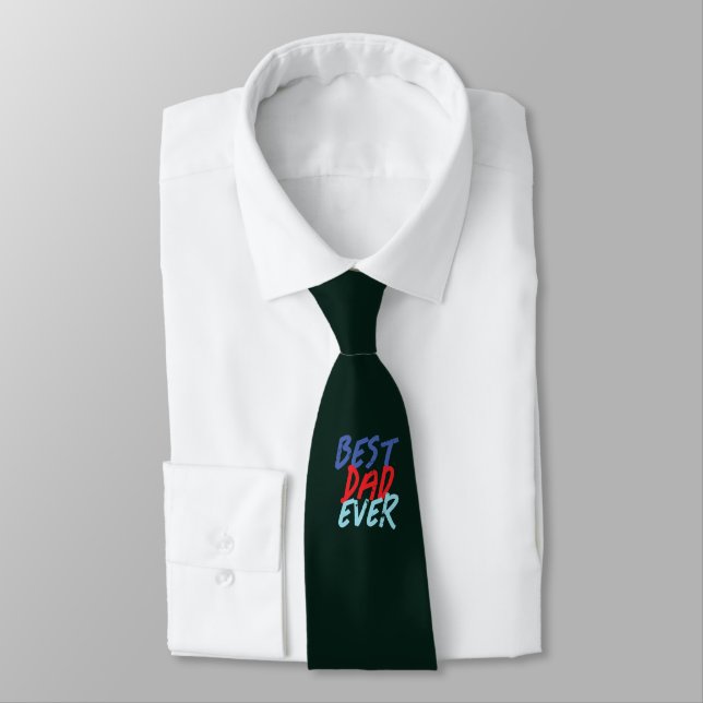 Best Dad Ever Minimalist Cool Professional Neck Tie (Tied)
