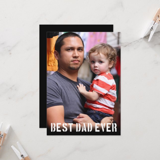 Best Dad Ever Minimalist Father's Day Photo Card (Front/Back In Situ)