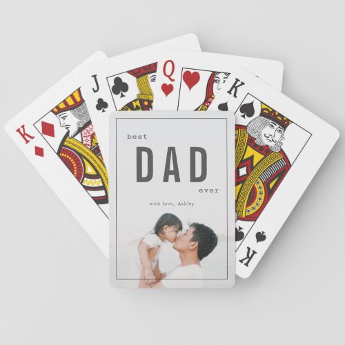 Best Dad Ever Minimalist Photo Fathers Day Poker Cards