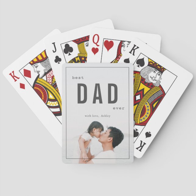 Best Dad Ever Minimalist Photo Father's Day Poker Cards (Back)