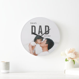 Best Dad Ever Minimalist Photo Large Clock