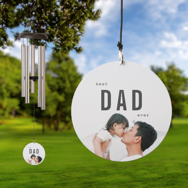 Best Dad Ever Minimalist Photo Wind Chime (Outdoor)