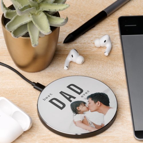 Best Dad Ever Minimalist Photo Wireless Charger