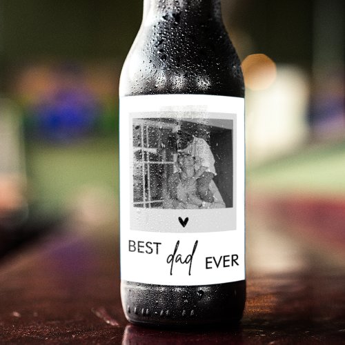 Best Dad Ever Minimalistic Photo Beer Bottle Label