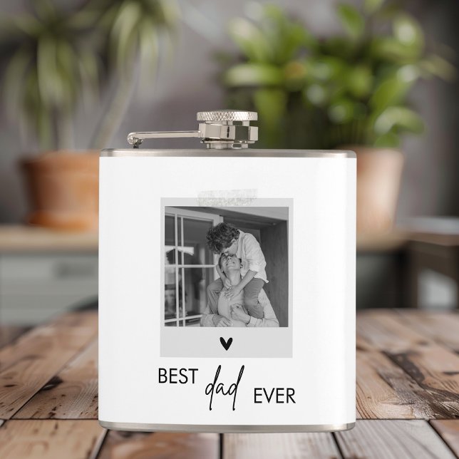Best Dad Ever Minimalistic Photo  Flask (Creator Uploaded)