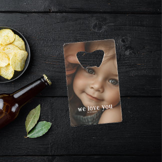 Best Dad Ever | Modern 2 Photo  Credit Card Bottle Opener