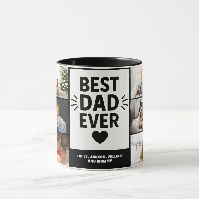 Best Dad Ever Modern 6 Photo Collage  Mug (Center)