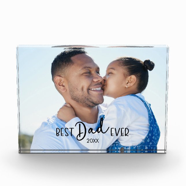 Best Dad Ever Modern Acrylic Photo Block (Front)