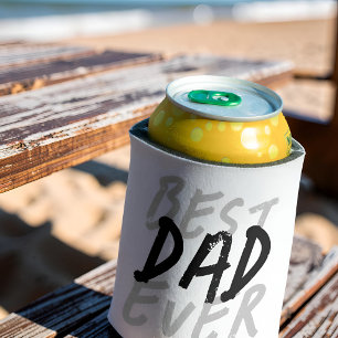 Best Dad Ever Modern Black and Gray Grunge Can Cooler