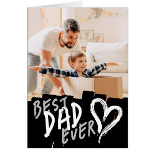 Best Dad Ever Modern Black and Gray Grunge Cards