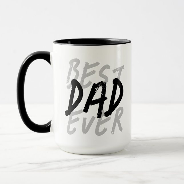 Best Dad Ever Modern Black and Gray Grunge Mug (Left)