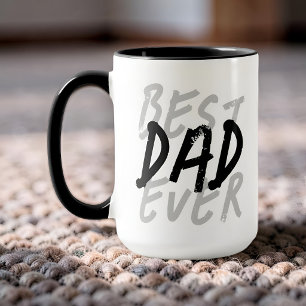 Best Dad Ever Modern Black and Gray Grunge Mug