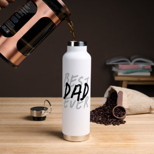 Best Dad Ever Modern Black and Gray Grunge Water Bottle