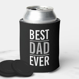 Best Dad Ever Modern Black Can Cooler