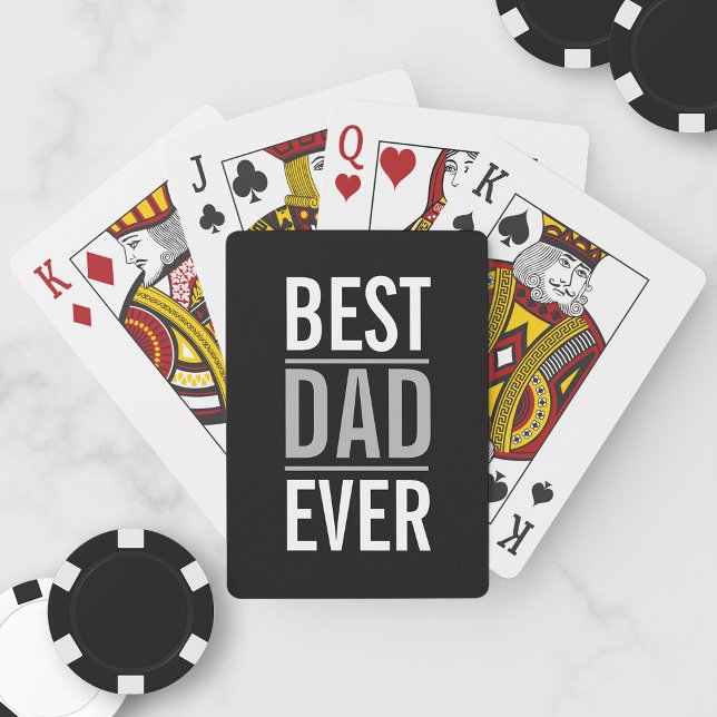Best Dad Ever | Modern Black Poker Cards (Creator Uploaded)
