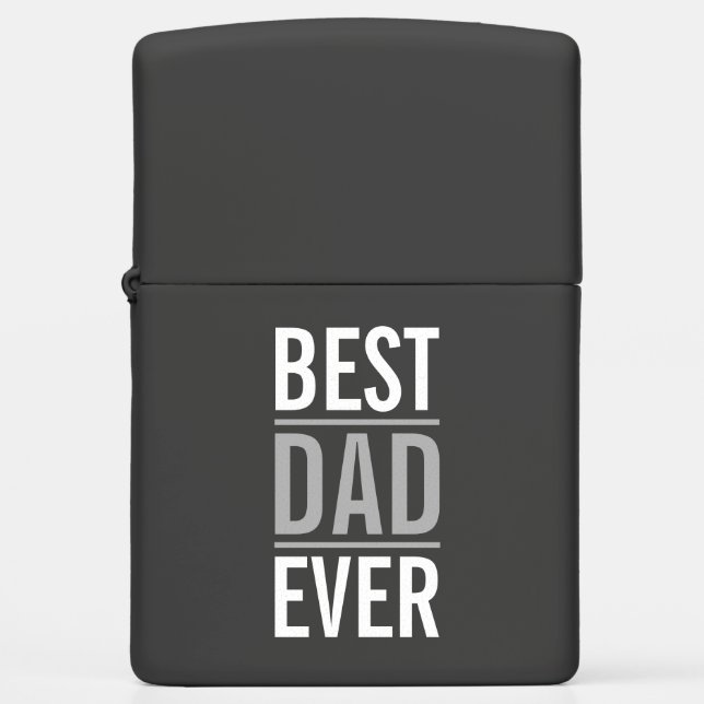 Best Dad Ever | Modern Black Zippo Lighter (Front)