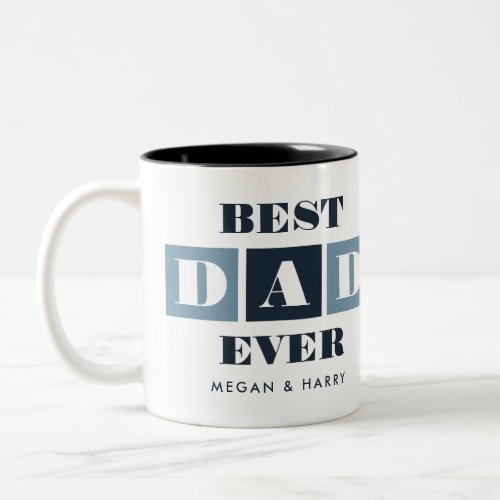 Best Dad Ever Modern Blue Fathers Day Photo Two_Tone Coffee Mug