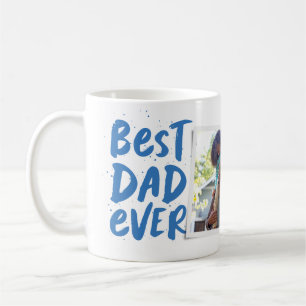Best dad ever modern blue photo Father's Day Coffee Mug