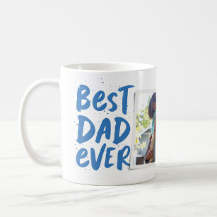Best dad ever modern blue photo Father's Day Coffee Mug