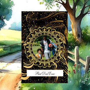 Best Dad Ever Modern Calligraphy Gold Leafy Swirls Golf Towel