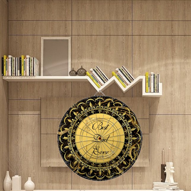 Best Dad Ever Modern Calligraphy Leafy Swirls Cute Dart Board (Best Dad Ever Modern Calligraphy Leafy Swirls Cute Dart Board)
