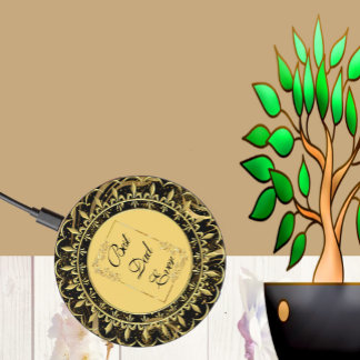 Best Dad Ever Modern Calligraphy Leafy Swirls Cute Wireless Charger