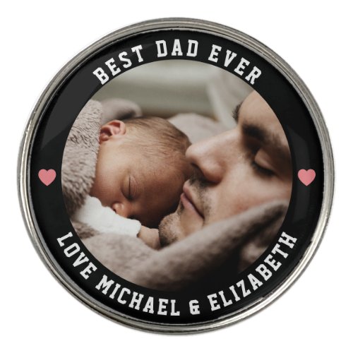 Best Dad Ever Modern Chic Fathers Day Photo Golf Ball Marker