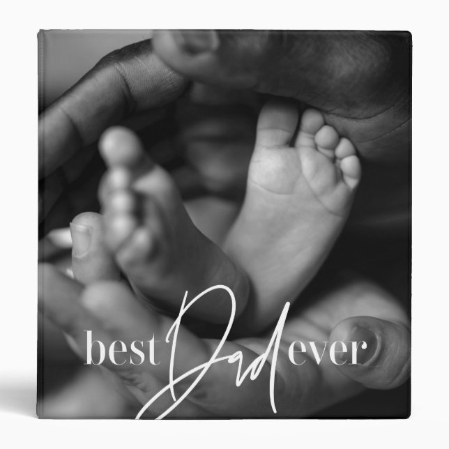Best Dad Ever Modern Classic Simple Elegant Photo 3 Ring Binder (Front)