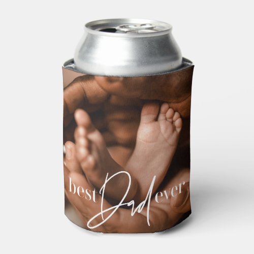 Best Dad Ever Modern Classic Simple Elegant Photo Can Cooler