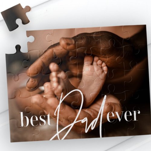 Best Dad Ever Modern Classic Simple Elegant Photo Jigsaw Puzzle