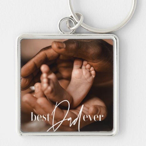 Best Dad Ever Modern Classic Simple Elegant Photo Keychain