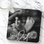 Best Dad Ever Modern Classic Simple Elegant Photo Keychain<br><div class="desc">This simple and modern design is composed of serif and cursive typography and add a custom photo</div>