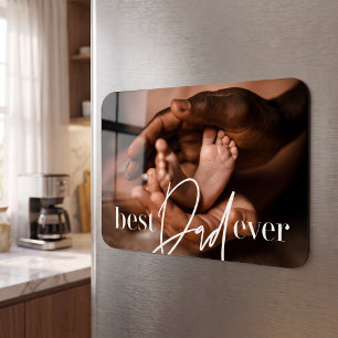 Best Dad Ever Modern Classic Simple Elegant Photo Magnet